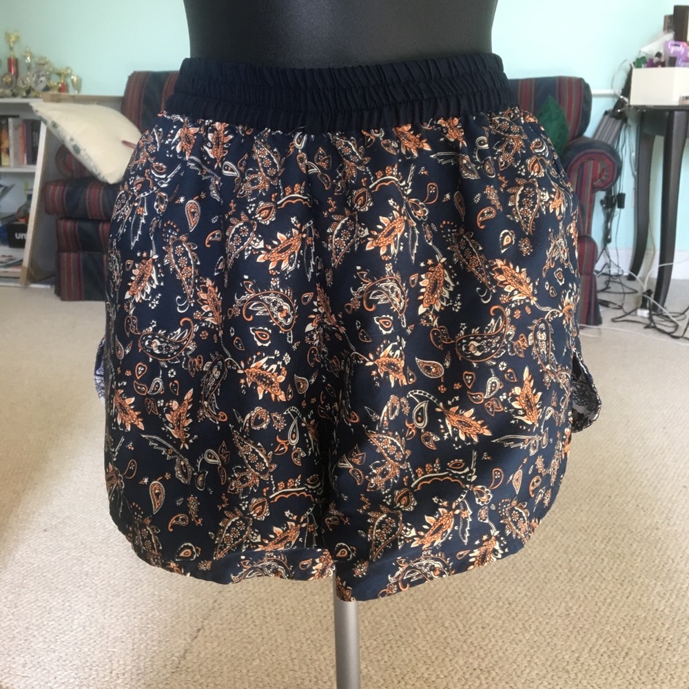 Reversible elephant/paisley shorts boho hippie